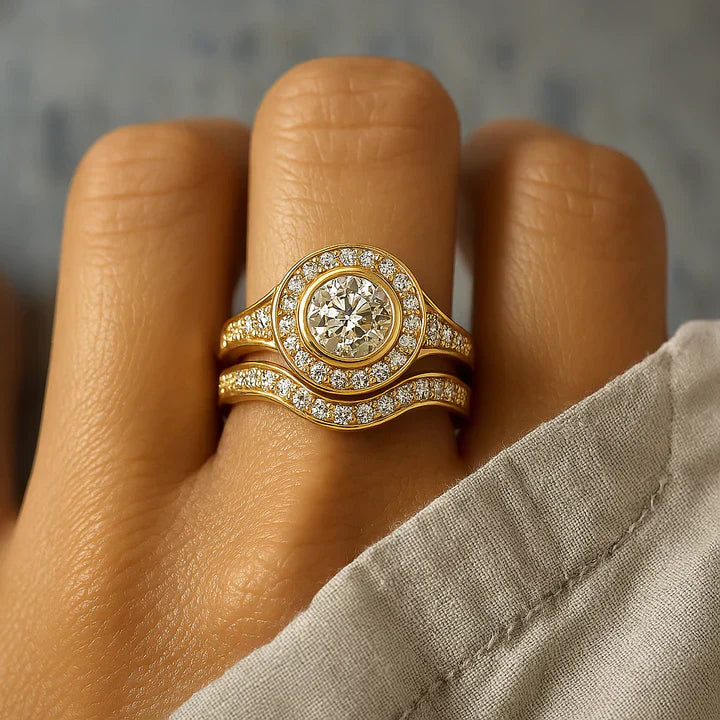 Bright - Retro Guld & Zirkonia Ring Sæt