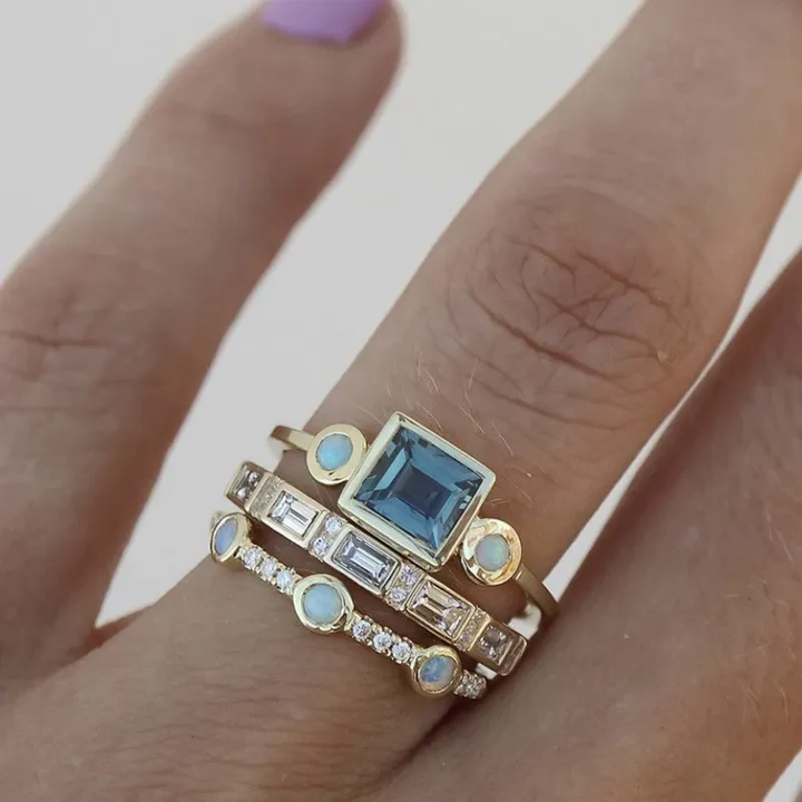 Ocean - Vintage Krystalring Sæt