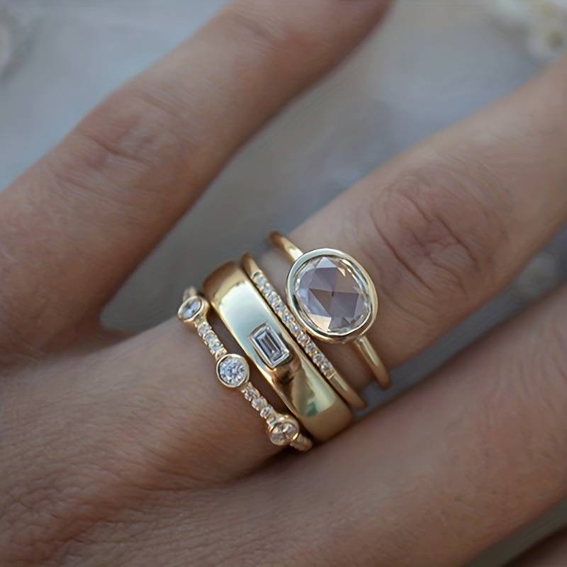 Lily - Vintage Guld & Zirkonia Ring Sæt