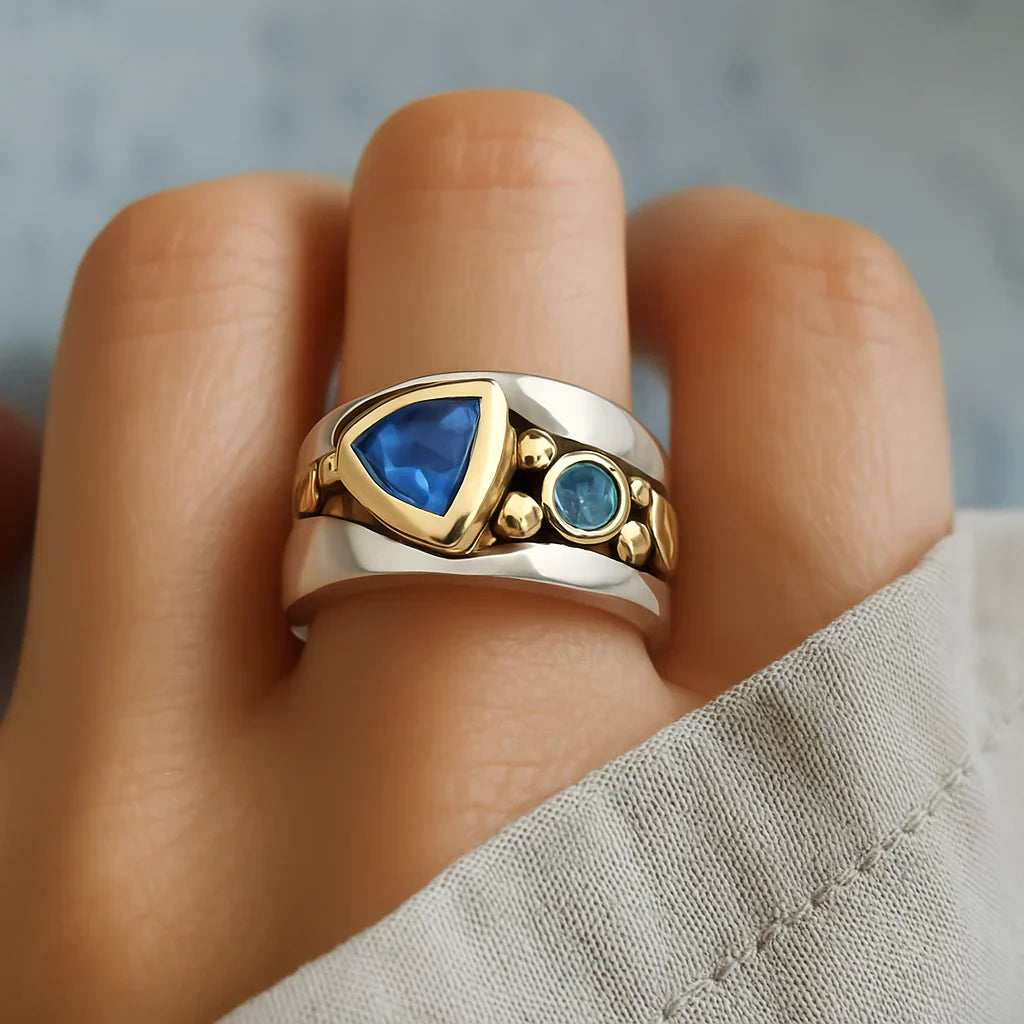 Vintage Blå Zirkonia Boho Ringe