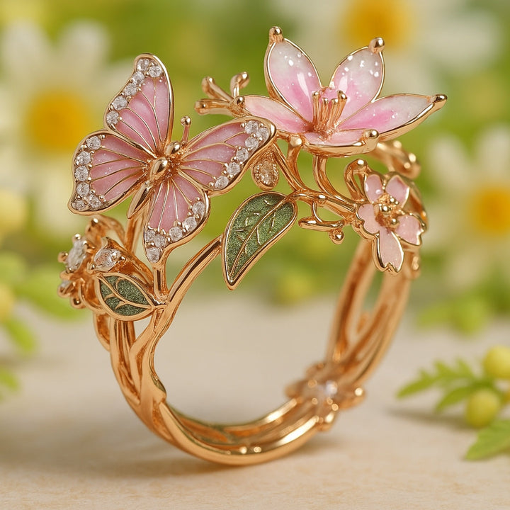 Nature Brillant sommerfugl zirkonia ring