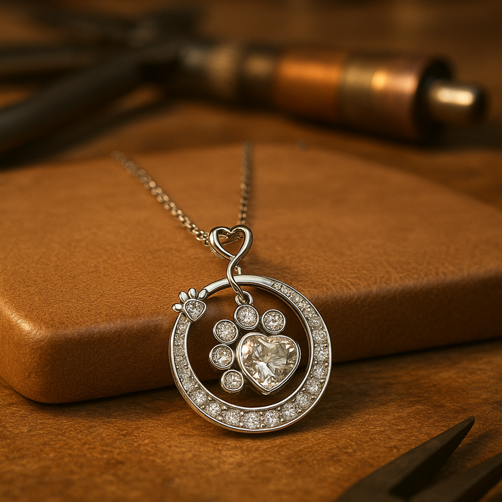 Sødt poteaftryk-halskæde i 925 sterling sølv med cubic zirconia