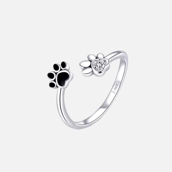 925 Sterling Sølv Pote Ring – Justerbar med Zirconia og Emalje