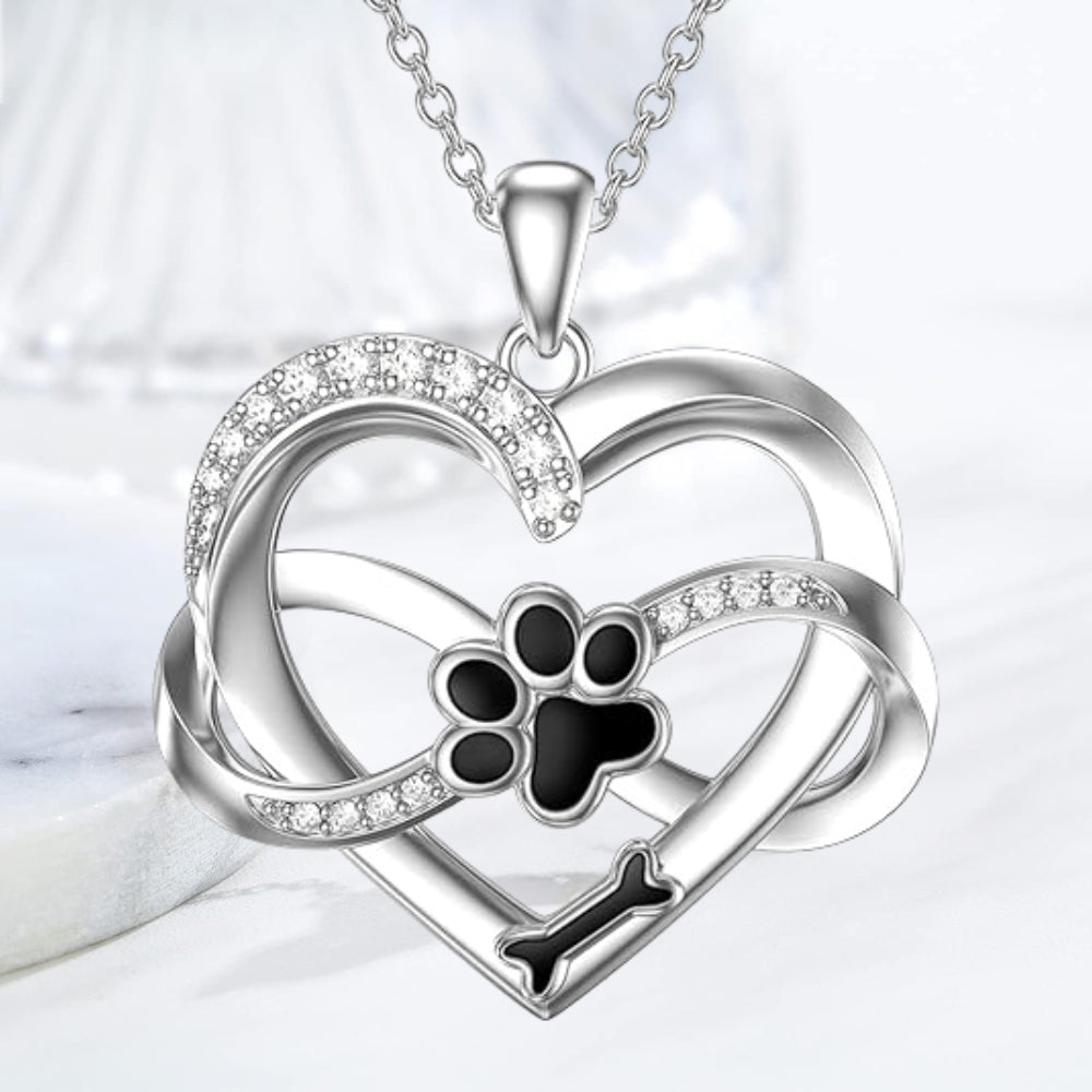 Infinity Hjerte & Pote Halskæde i 925 Sterling Sølv med Zirconia