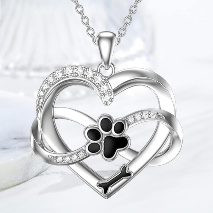 Infinity Hjerte & Pote Halskæde i 925 Sterling Sølv med Zirconia